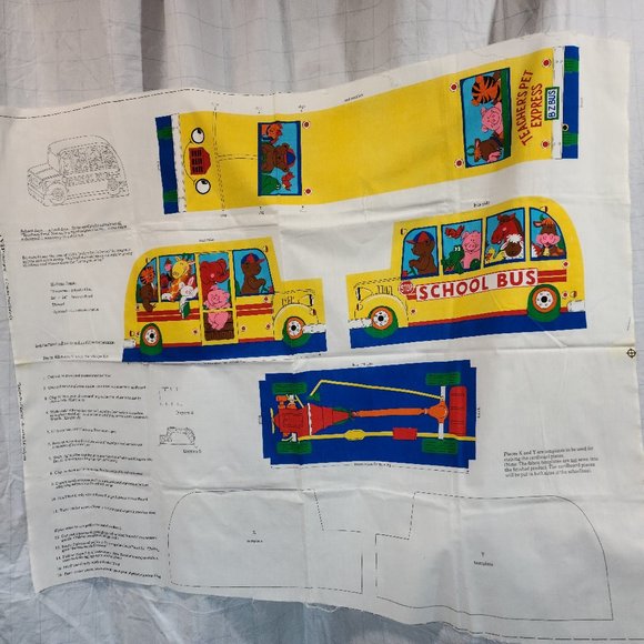 Teachers Pets School Bus Soft Sculpture Fabric Panel by Cranston - Picture 1 of 12
